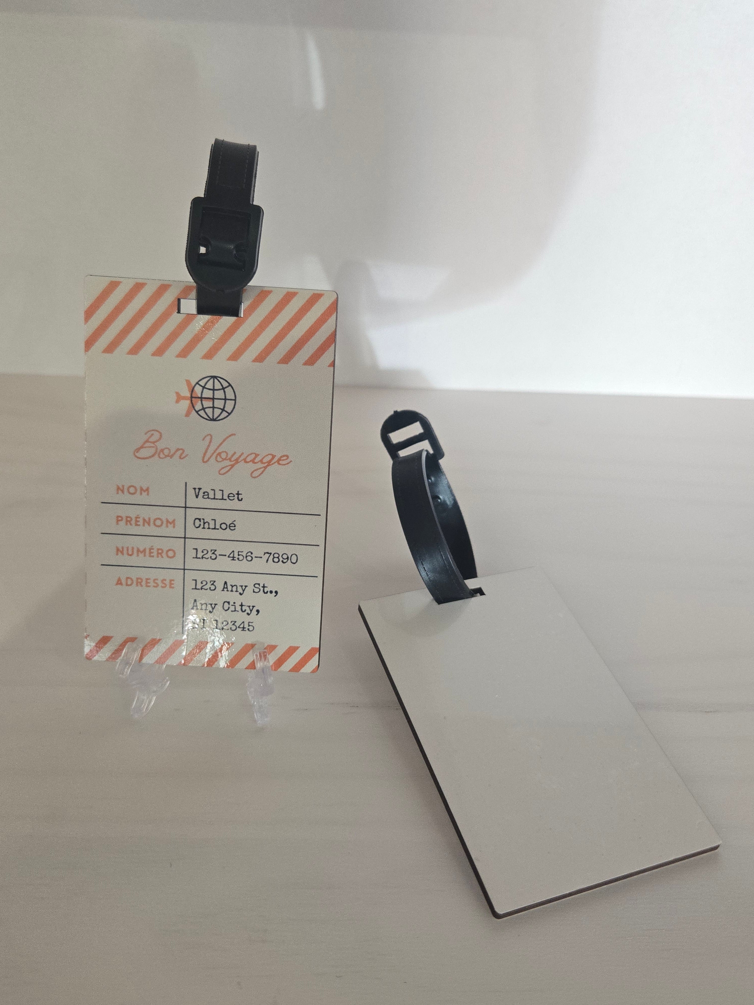 Etiquette bagage 9.5x6cm ( deux face )
