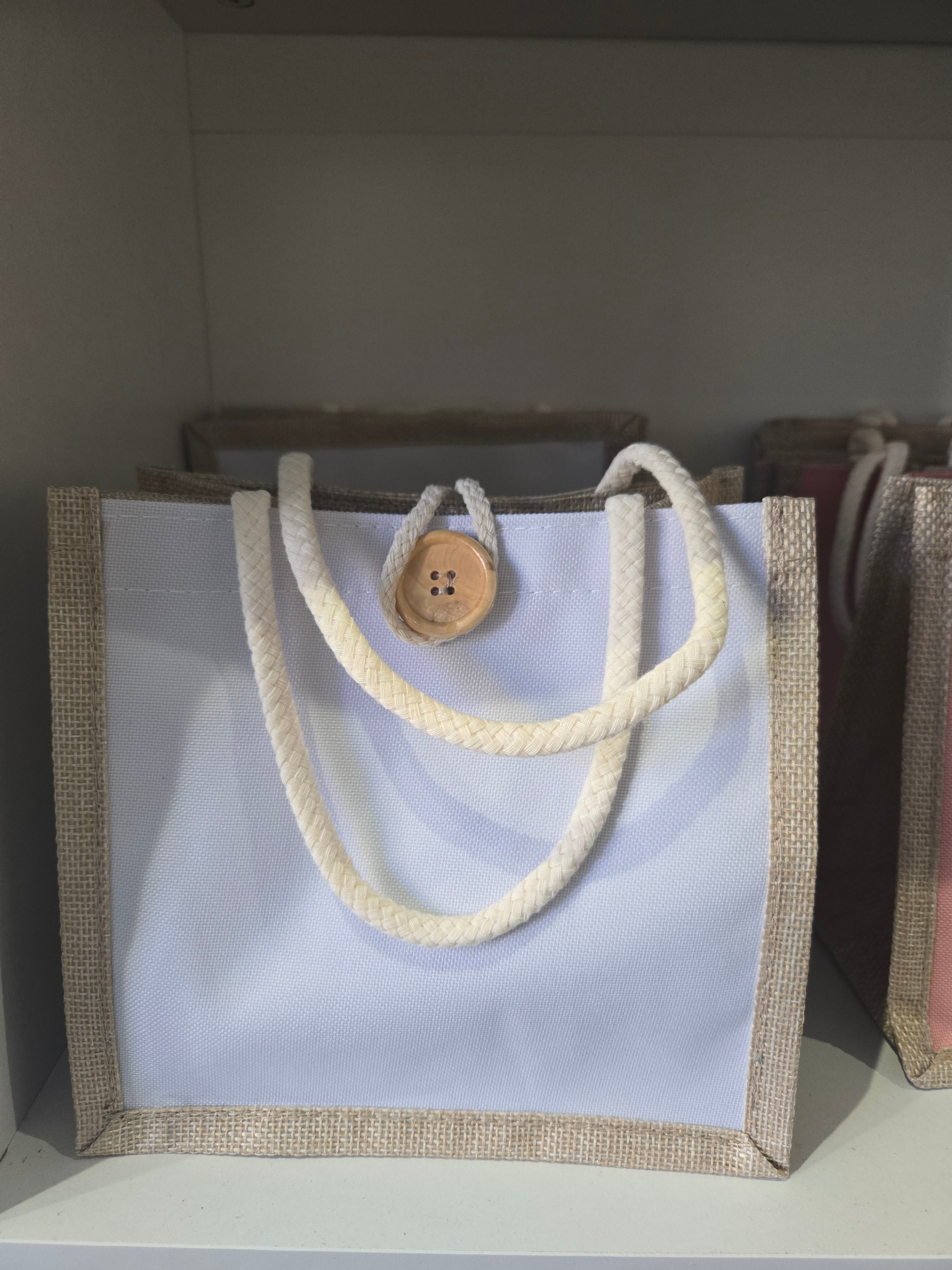 Sac en toile de jute Blanc 20x20x10cm