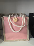Sac en toile de jute rose 20x20x10cm