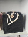 Sac en toile de jute noir 20x20x10cm