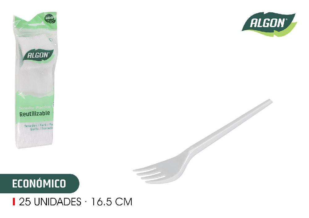 25 fourchettes plastique blanc 16,5 cm