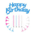 24x bougies avec décor gâteau happy birthday bleu/couelur