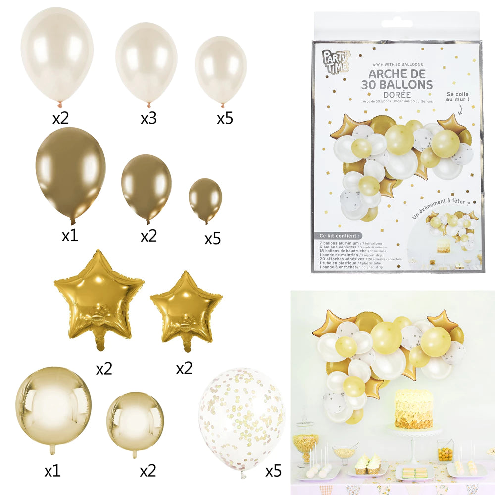 arche de 30 ballons gold